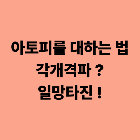 아토피를 대하는 법 각개격파 ? 일망타진 !