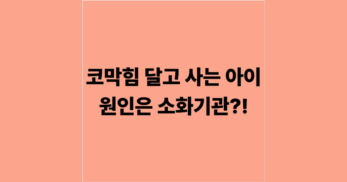 코막힘 달고 사는 아이 원인은 소화기관?!