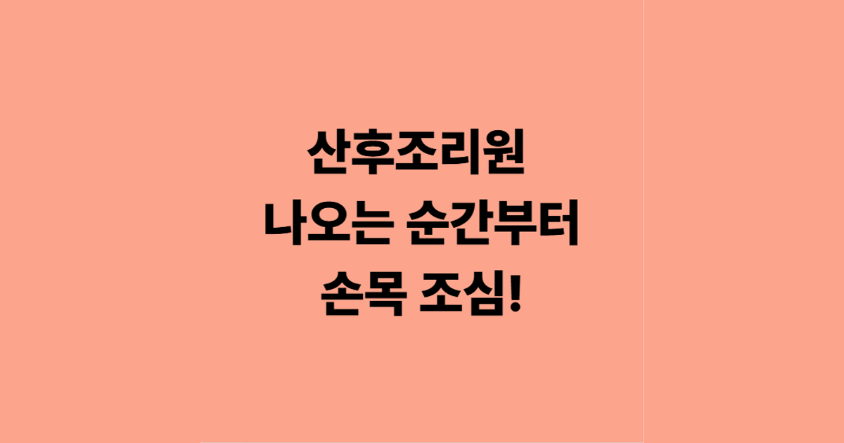 산후조리원 나오는 순간부터 손목 조심!